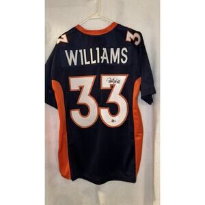 Javonte Williams Signed Blue Pro Style Football Jersey Beckett Witnessed